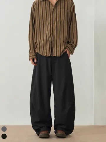 Herren Casual Weite Hose Streetwear Schwarz Grau Drapiert Gerade Hose Minimalistisch Lockerer Schnitt Bügelfreie Hose
