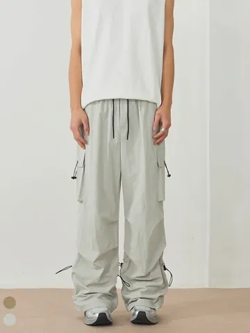 Men's Urban Outdoor Cargo Pants Loose Fit Quick Dry Multi-Pocket Drawstring Hem Casual Straight Leg Trousers For Men Teens
