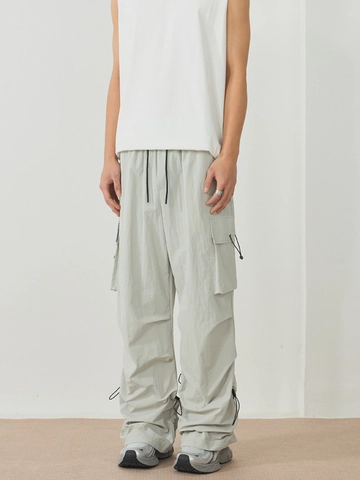 Men's Urban Outdoor Cargo Pants Loose Fit Quick Dry Multi-Pocket Drawstring Hem Casual Straight Leg Trousers For Men Teens