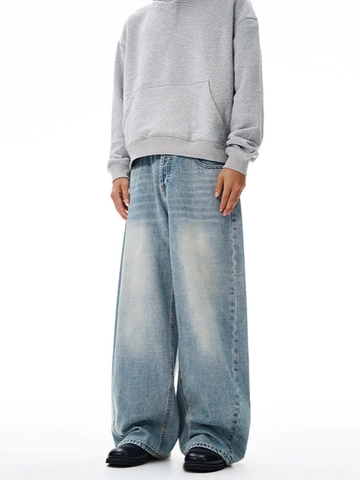 Jeans Vintage a Gamba Larga Uomo Donna Oversized American Streetwear Pantaloni Denim Ampi Retro High Street Fashion