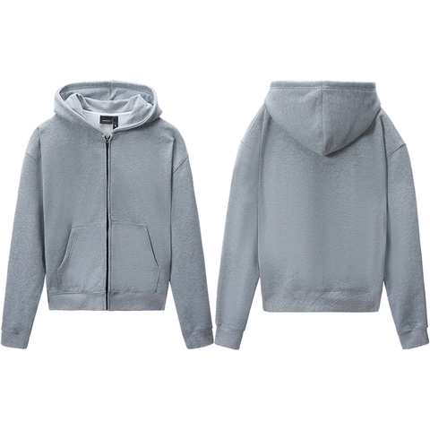Men Loose Zip Up Hoodie Casual Cotton Blend Long Sleeve Hooded Sweatshirt Plain Oversized Fleece Jacket Streetwear Top