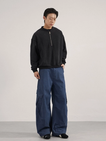 Heren Retro Loose Wide Leg Cargo Broek Multi Pocket Recht Katoen Denim Broek Vintage Streetwear Casual