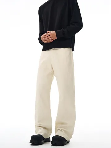 Pantalones Vaqueros de Hombre American High Street Cleanfit Micro Flare Puro Algodón Casual de Pierna Recta Pantalones de Mezclilla Color Sólido
