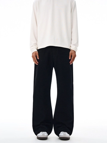 Pantalones Vaqueros de Hombre American High Street Cleanfit Micro Flare Puro Algodón Casual de Pierna Recta Pantalones de Mezclilla Color Sólido