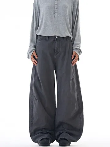 Pantalones Cargo American Vintage para Hombre 100% Algodón Pata Ancha Casual Pantalones Balloon Sueltos Rectos Streetwear Moda