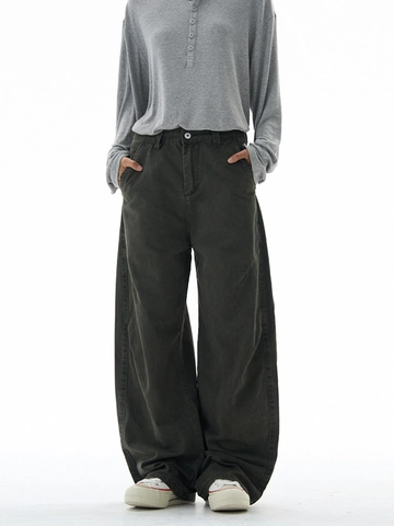 Pantalones Cargo American Vintage para Hombre 100% Algodón Pata Ancha Casual Pantalones Balloon Sueltos Rectos Streetwear Moda