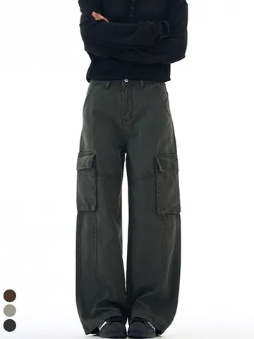 Herren Baumwolle Cargo Hosen Weites Bein Mehrere Taschen Gerade Hosen Für Herren Amerikanische Arbeitskleidung Lose Passform Freizeit Lange Hosen Herbst Winter
