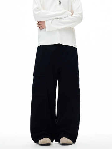 Men's Multi-Pocket Cargo Pants Cotton Straight Loose Fit Casual Techwear Paratrooper Trousers For Men Everyday Wear