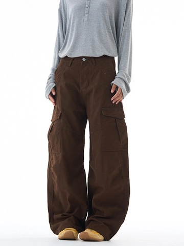 Pantaloni Cargo High Street da Uomo Gamba Larga Multitasche Cotone Vestibilità Larga Streetwear Casual Autunno Inverno