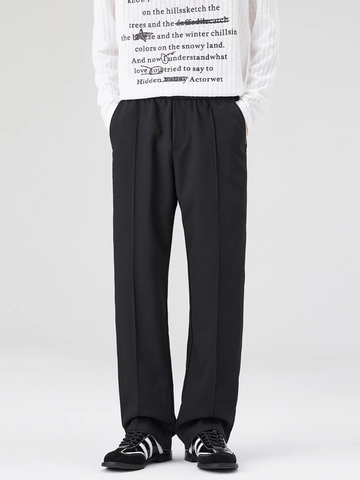 Pantaloni Casual Uomo Gamba Dritta Minimalista Pantaloni Gamba Larga Drappeggiati Con Vita Elastica Coulisse Piega Stirata Moda