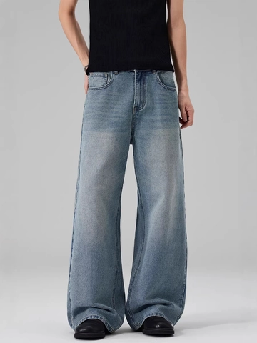 Jeans Uomo American High Street Vintage Invecchiati Gamba Larga Retro Mud Wash Denim Pesante Pantaloni Larghi Dritti Lunghi