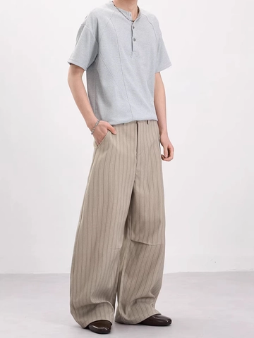 Men's American Old Money Striped Casual Pants Vintage Loose Wide Leg Drape Trousers Straight Long Pants For Daily Wear