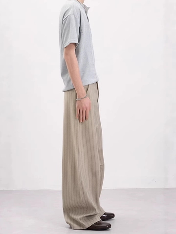 Men's American Old Money Striped Casual Pants Vintage Loose Wide Leg Drape Trousers Straight Long Pants For Daily Wear