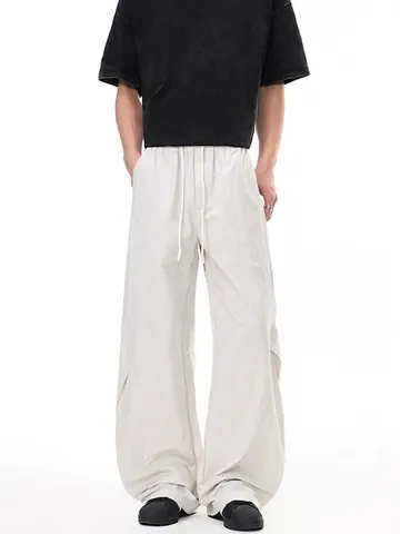 Pantaloni Cargo Uomo Casual Gamba Larga Bianco Sporco Ampi Dritti Streetwear Stile Giapponese Traspiranti Estivi Lunghi