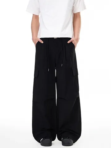 Pantaloni Cargo Uomo Estivi Asciugatura Rapida Multi-Tasca Patchwork Gamba Larga Dritta Casual Streetwear Coulisse Pantaloni Outdoor