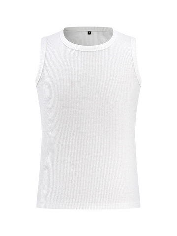 Heren Retro Old Money Geribbelde Tanktop 250g Katoen Slim Fit Mouwloos Ronde Hals Vest Effen Kleur Zomer Casual Hemd