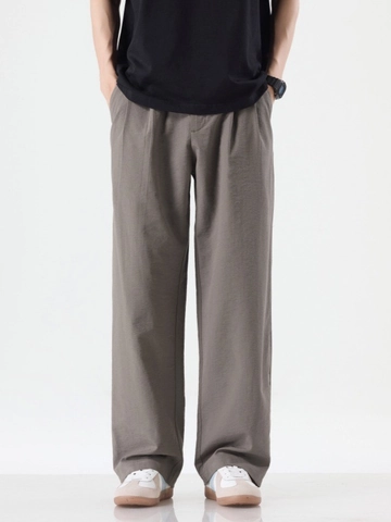 Men Japanese Vintage Casual Straight Leg Pants Cotton Blend Pleated Wide Leg Trousers For Daily Wear Fashion Streetwear