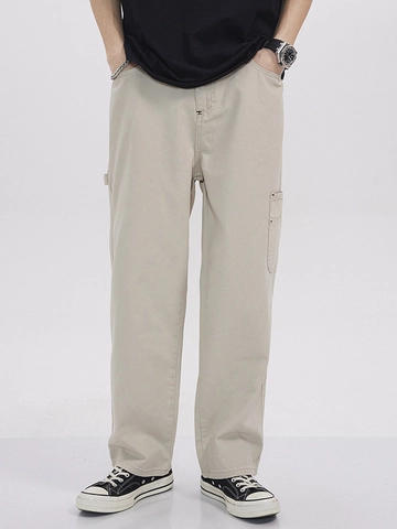 Pantaloni Cargo da Uomo in Cotone High Street Gamba Dritta Casual Con Tasche Multiple Per Ragazzi Abbigliamento Quattro Stagioni