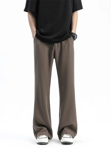 Pantalones American High Street Para Hombre Micro Acampanados Pierna Ancha Verano Seda De Hielo Con Caída Casual Rectos Color Sólido