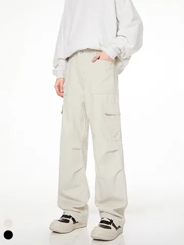 Herren Locker Gerade Bein Cargo Hose Mehrfachtaschen Baumwolle Streetwear Freizeithose High Street Mode Weites Bein Arbeitshose
