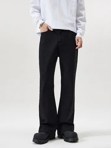 Herren Schwarz Slim Fit Flare Jeans High Street Elastische Baumwollmischung Gewaschen Lange Denim Hose Fashion Casual Hose Für Herren