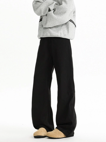 Men's Streetwear Cleanfit Flare Pants 100% Cotton Fleece Lined Winter Casual Solid Color Flared Leg Trousers With Pockets