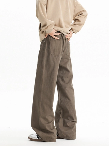 Men's Streetwear Cleanfit Flare Pants 100% Cotton Fleece Lined Winter Casual Solid Color Flared Leg Trousers With Pockets