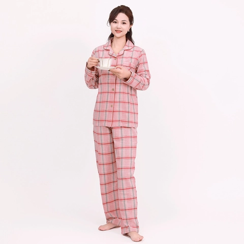Set Pigiama In Cotone Spazzolato 100% Per Coppia Plaid Manica Lunga Top E Pantaloni Morbido Caldo Abbigliamento Da Notte Uomo Donna