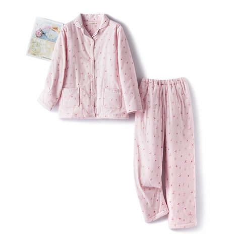 Verdickte Gesteppte Baumwolle Pyjama Oberteil Und Hose Für Damen Herren Winter Warm Thermische Hausanzug Langarm Schlafanzug