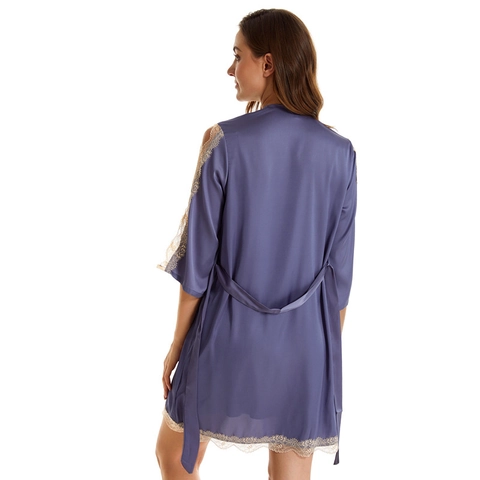 Camicia da Notte in Raso E Vestaglia in Pizzo Donna Scollo a V Con Coppe Rimovibili Abbigliamento da Casa Sexy