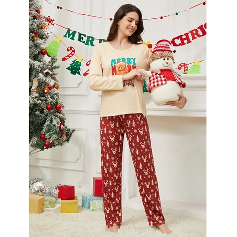 Dames Kerstmis Halloween Pyjama Top En Broek Zachte Melkzijde Nachtmode Lange Mouwen Pullover Homewear Voor Dames