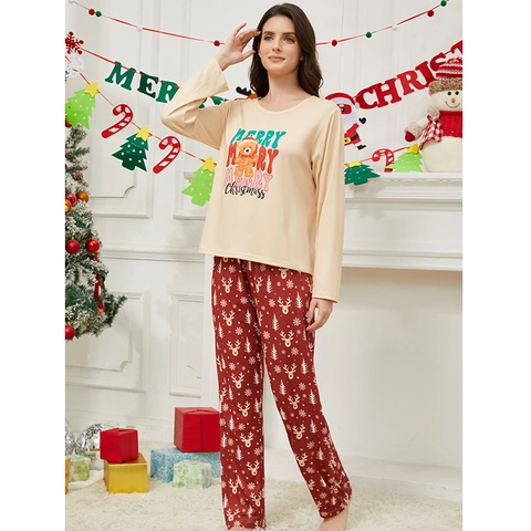 Dames Kerstmis Halloween Pyjama Top En Broek Zachte Melkzijde Nachtmode Lange Mouwen Pullover Homewear Voor Dames