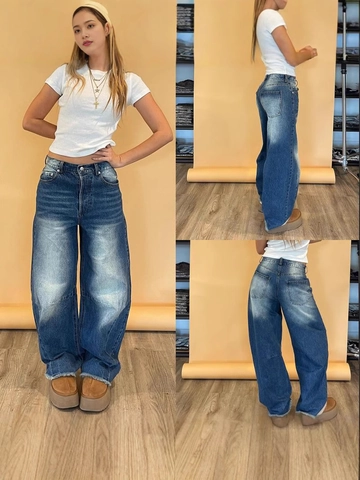 Women High Waist Wide Leg Jeans Distressed Washed Denim Pants Vintage Baggy Streetwear Frayed Hem Long Trousers