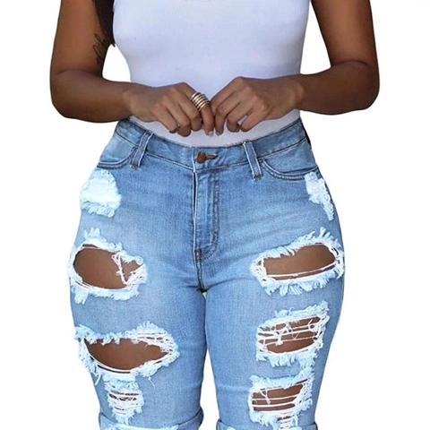 Women's High Waist Ripped Denim Shorts Distressed Raw Hem Washed Casual Summer Bermuda Shorts Street Style Cotton Jeans