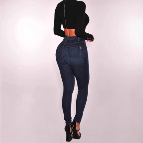 Women High Waisted Skinny Jeans Stretch Multi Button Fly Slim Fit Denim Pants Washed Slimming Pencil Trousers Streetwear