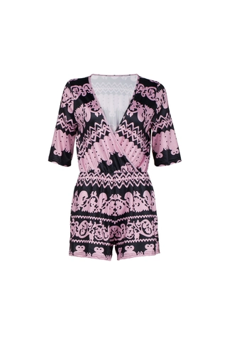 Mameluco Sexy para Mujer con Escote en V Profundo y Estampado Floral Jumpsuit Casual de Verano en Mezcla de Lino Talle Elástico