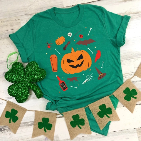 Damen Halloween Grafik Druck T-Shirt Rundhals Kurzarm Pullover Lässig Top Kürbis Skelett Fledermaus Druck Feiertag Tee