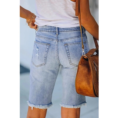 Women Halloween Pumpkin Face Print Distressed Denim Shorts Light Blue Ripped Raw Edge Five-Point Bermuda Jeans Streetwear