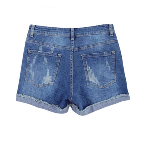 Pantaloncini di Jeans Distressed da Donna Vita Alta Con Fodera Plaid Bordo Grezzo Pantaloncini Estivi Casual