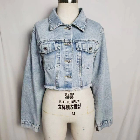 Damen Pailletten Quasten Jeansjacke Baumwollmischung Langarm Fransenrand Kurz Stickerei Streetwear Mode Außenbekleidung Mantel