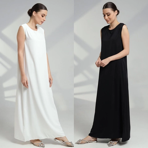 Abito Maxi Senza Maniche Casual da Donna Tinta Unita Girocollo Largo Linea A Abito Lungo Velluto d'Olanda Estate Spiaggia Festa