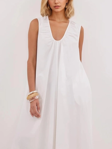 Dames Mouwloos V-Hals Maxi-Jurk Geplooid A-Lijn Los Katoen Zomer Casual Strand Lange Jurk Voor Dames Elegant Mode