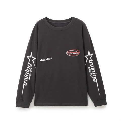 Felpa da Donna Retro Americano Stampa Grafica Misto Cotone Girocollo Manica Lunga Tema Music Star Pullover Casual Largo
