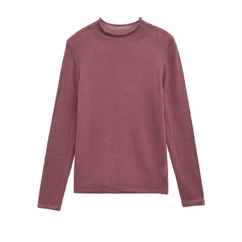 Damen Casual Langarm Rundhals Strickpullover Slim Fit Einfarbig Polyester Mischgewebe Chic Winter Oberteil