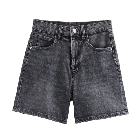 Shorts de Mezclilla de Cintura Alta de Moda de Verano para Mujer Casual de Ajuste Holgado de Cinco Bolsillos Shorts de Jean Lavados