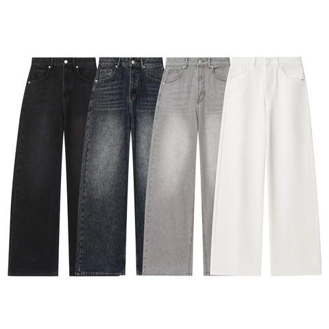 Dames High Waist Wide Leg Jeans Casual Losse Rechte Denim Broek Gewassen Vintage Effen Kleur Streetwear Broek