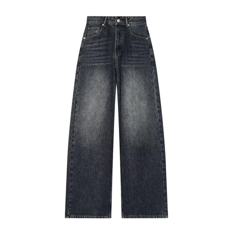 Dames High Waist Wide Leg Jeans Casual Losse Rechte Denim Broek Gewassen Vintage Effen Kleur Streetwear Broek