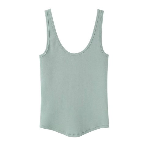 Women's Ribbed Knit Tank Top Casual Sleeveless U Neck Slim Fit Basic Solid Color Summer Vest Top