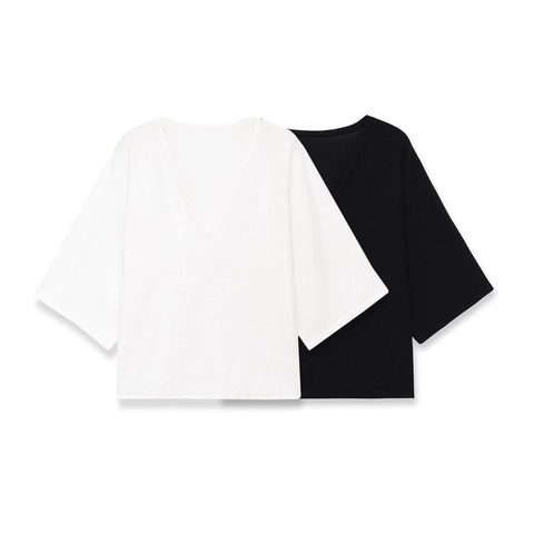 Dames V-hals Korte Mouw Breigoed Losse Pasvorm Wolmix Top Minimalistisch Casual Effen Kleur Lente Herfst Trui Voor Dagelijks Gebruik