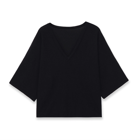 Dames V-hals Korte Mouw Breigoed Losse Pasvorm Wolmix Top Minimalistisch Casual Effen Kleur Lente Herfst Trui Voor Dagelijks Gebruik